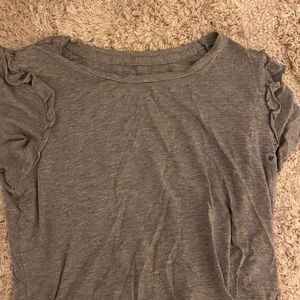 Grey ruffled sleeve short sleeve top